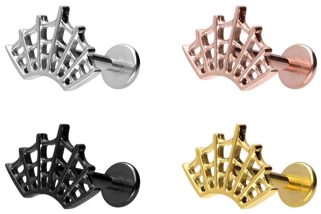 Titan Labret Piercing mit Innengewinde SPINNENNETZ